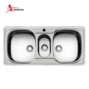 سینک-اخوان-مدل-12-توکار-فانتزی-دو-لگنه-با-میوه-شور
